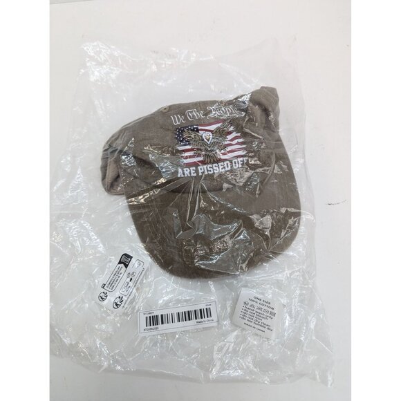 We The People Are Pissed Off Men Brown Adjustable Strap Back Cap Hat - Picture 3 of 6